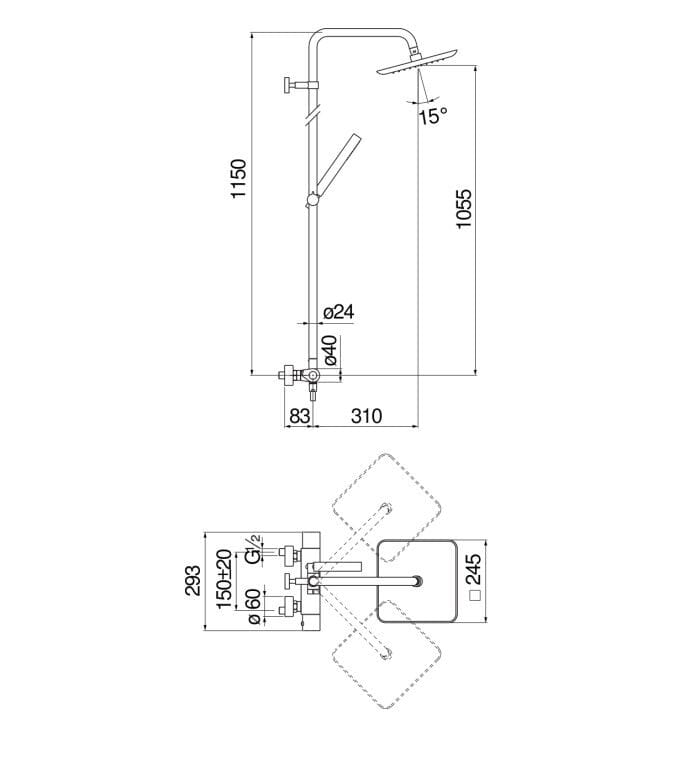 Настенная термостатическая душевая колонна с ручным душем Nobili Seven ARCH-00147929 - Вид №3