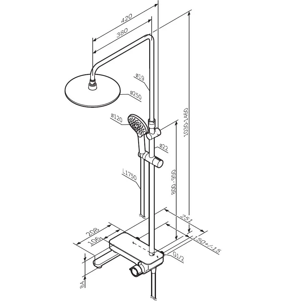 AM.PM Moxie — стильная душевая стойка с дождевым эффектом 87707671 STLM-0996443 - Вид №18