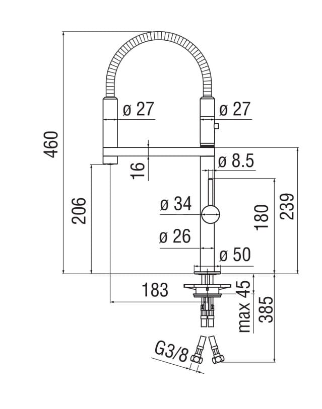 Профессиональный кухонный смеситель со съемным ручным душем Nobili Move ARCH-00060711 - Вид №5