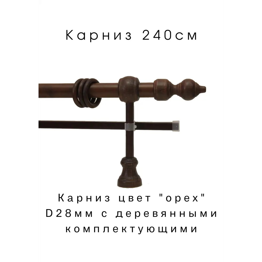 90624209 Карниз двухрядный Inkard KNW240, 240 см, дерево, металл, цвет орех STLM-0312722