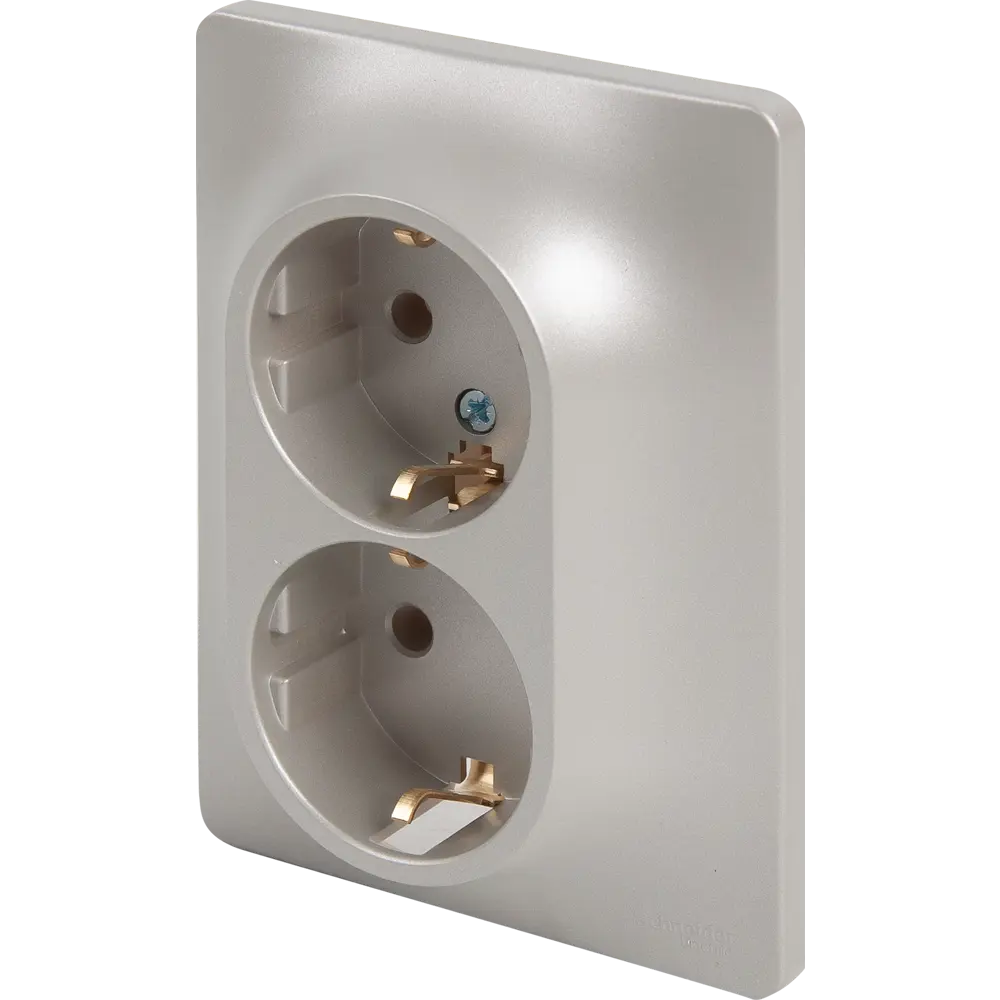 Розетка двойная встраиваемая Schneider Electric Glossa с заземлением цвет платина SYSTEME ELECTRIC STLM-2005119 - Вид №1