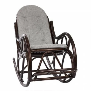 Кресло-качалка из ротанга с подушкой орех Classic IMPEX  00-3885600 Коричневый;серый