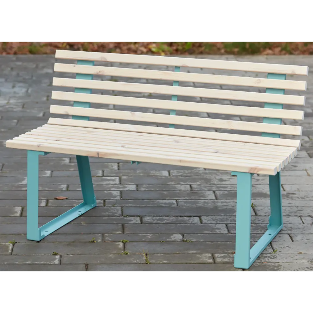 Скамья садовая Summer 120x61.5x77 см металл/дерево белый/голубой Santreyd STLM-2141209 - Вид №2