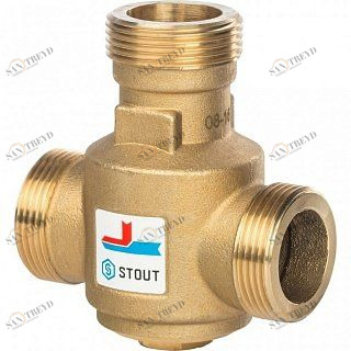 Трехходовой термостатический смесительный клапан G 1"1/4 НР 55°C STOUT SVM0030325504