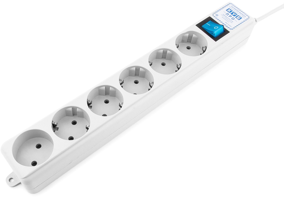 SPL(5+1)-16B-P-3M Surge protector power cube pro 3,0 m, lc circuit, 6 outlets (white) 16a / 3,5kvt Электрическая мануфактура Santreyd 