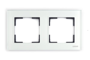 16139540 Горизонтальная рамка на 2 поста белое стекло 4606400620549 Luxar Art