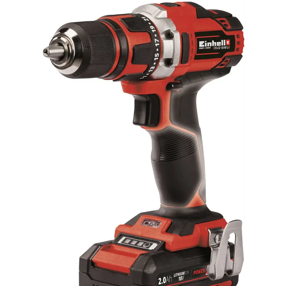 Дрель-шуруповерт аккумуляторная Einhell TE-CD 18/40 Li, 18 В Li-ion 2x2 Ач STLM-2141247 - Вид №1
