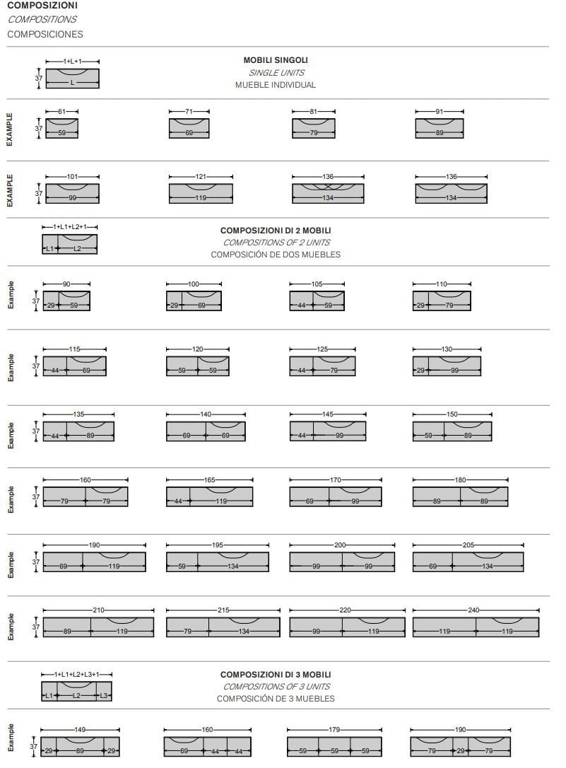 Модульный подвесной умывальник с ящиками ARTELINEA Quadra ARCH-00081697 - Вид №3