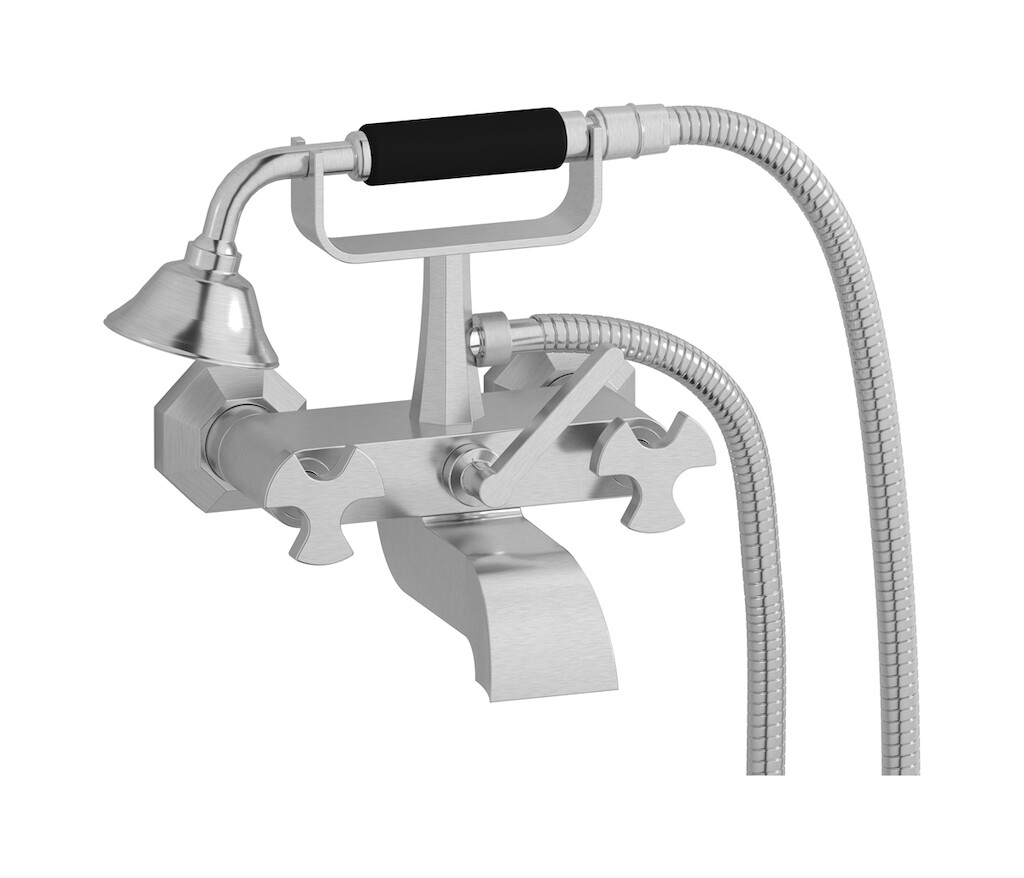 Настенный смеситель для ванной в комплекте с душевым гарнитуром WE ARE IB bt250ss Brushed Nickel Belmondo 