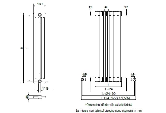 Настенный полотенцесушитель из углеродистой стали Cordivari шифер ARCH-00143687 - Вид №2