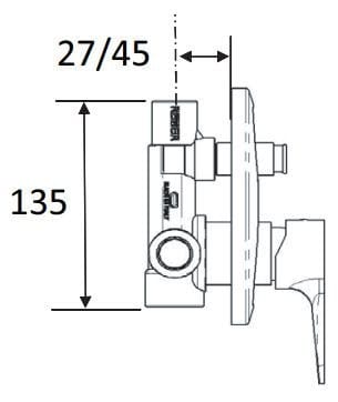 Смеситель для душа с переключателем Rubinetterie Mariani ARCH-00100825 - Вид №2