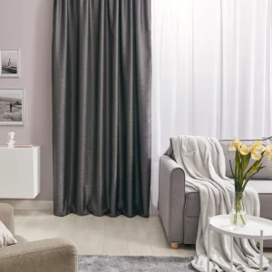Штора на ленте Руан 200x280 см цвет темно-серый