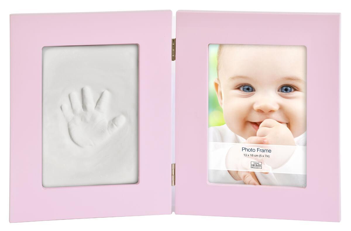 Б0032001 Фоторамка PI07885 Фоторамка 13*18 + набор для лепки Baby Keepsake photo and imprint kit розовая, МДФ Innova