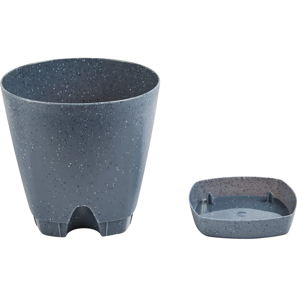 Горшок цветочный Ingreen Stone ø14 h13 см v1.35 л пластик темный серый STLM-2041528 - Вид №1
