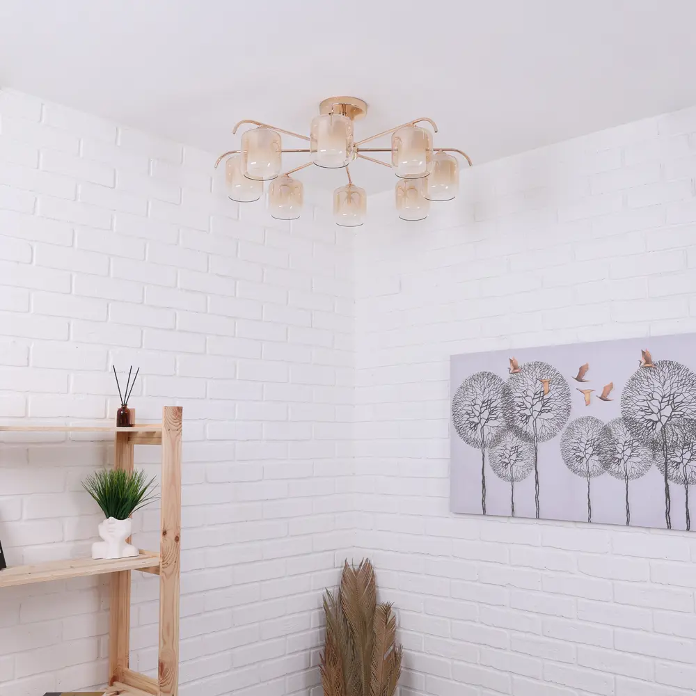 Люстра SCHAFFNER Astra 4420 - золотистая неоклассика с 8 стеклянными плафонами 89426418 STLM-1566621 - Вид №10