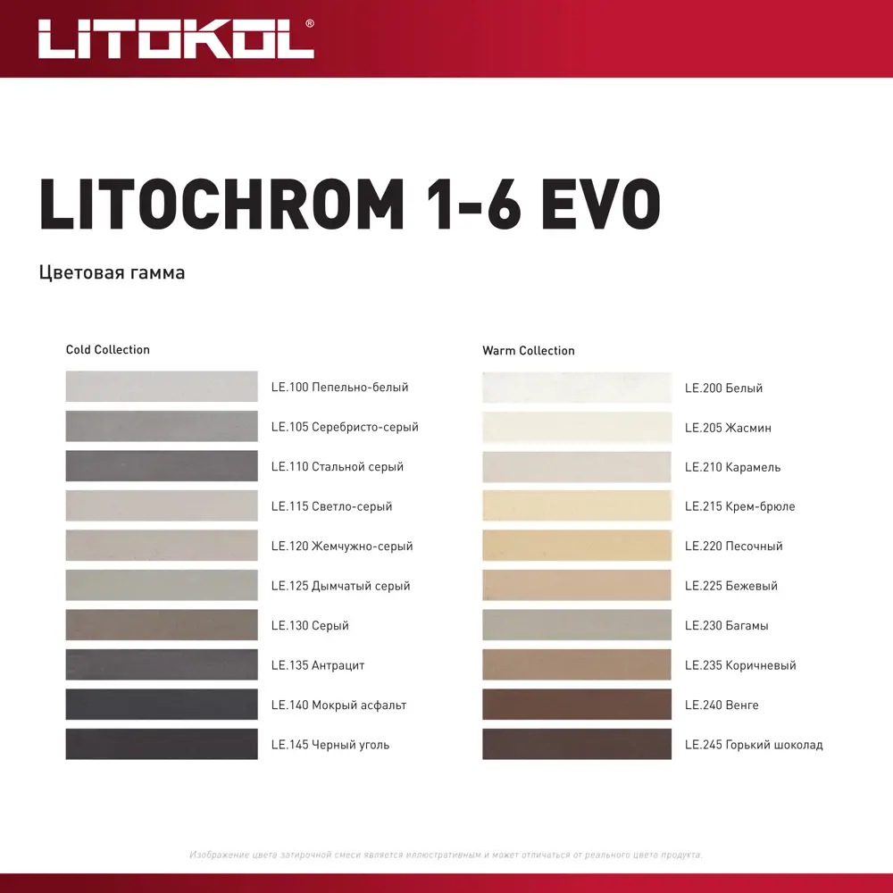 Litokol Litochrom 1-6 Evo - цементная затирка стальной серый 2 кг 85486580 STLM-0063161 - Вид №4