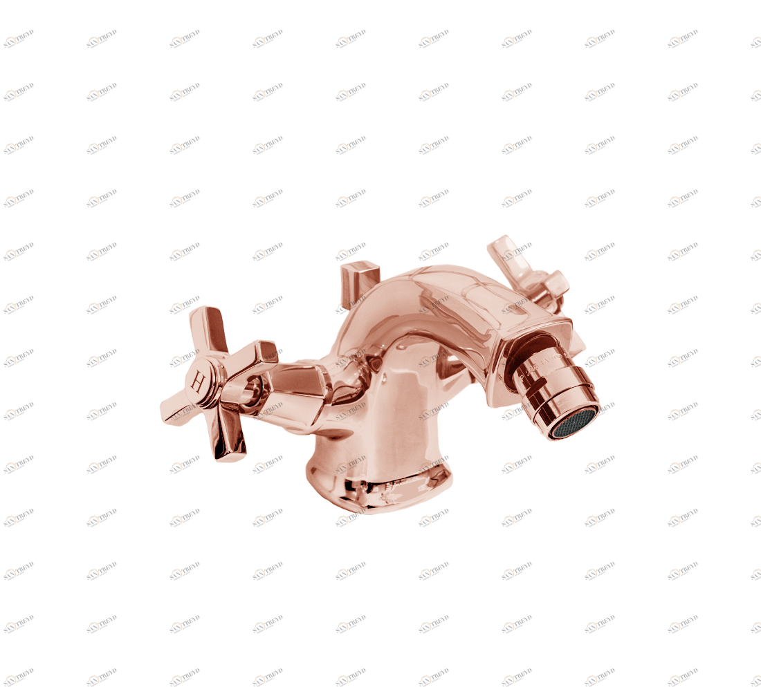 Gentry Home Смеситель для раковины на 3 отверстия Chopin White Розовое золото GH102648 