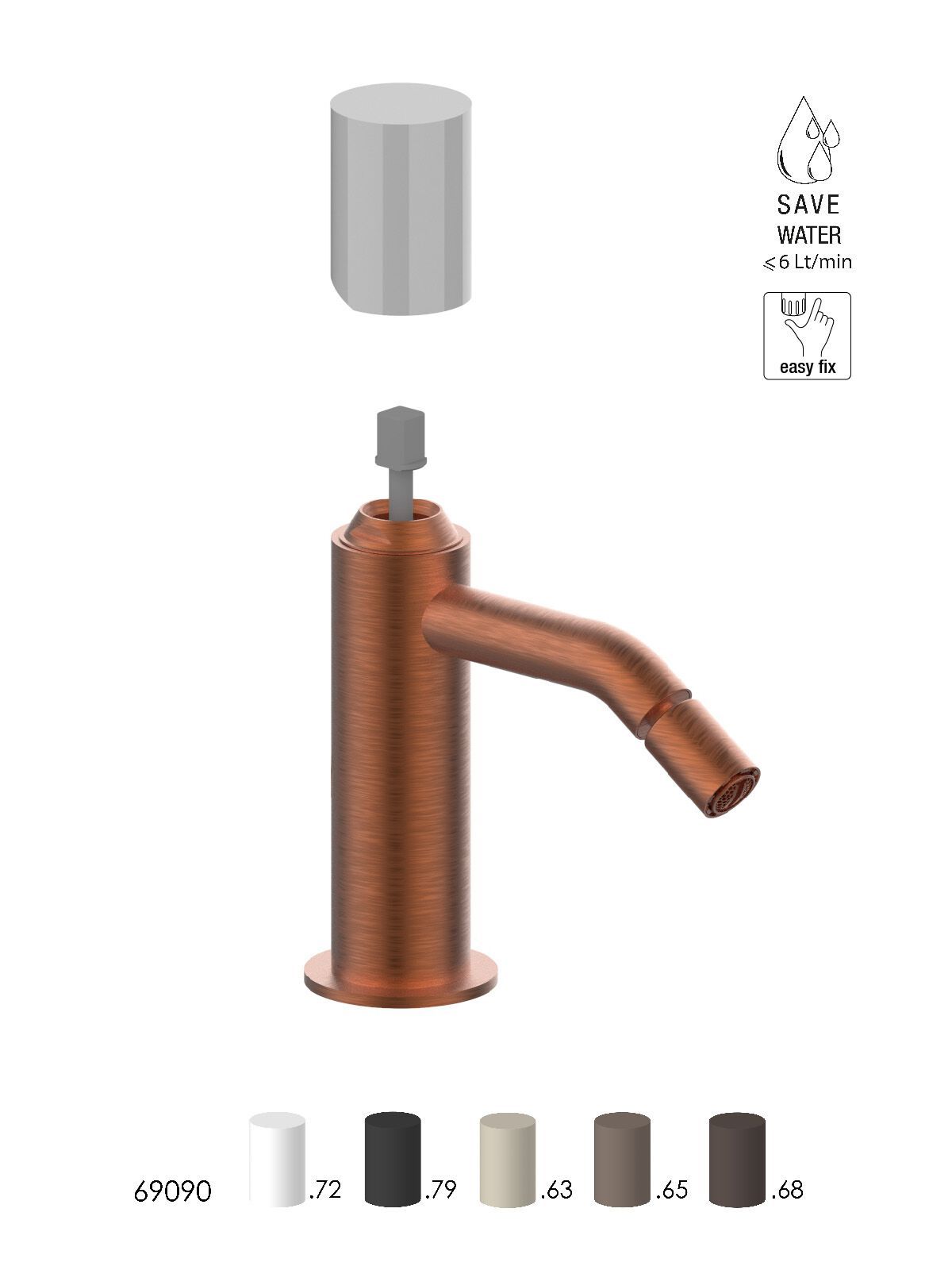 Смеситель для биде из нержавеющей стали с ограничителем расхода Rubinetterie Frattini Pepe XLS 316 ARCH-00055029 - Вид №2