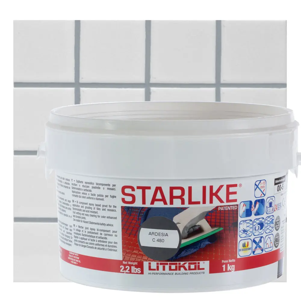 Затирка эпоксидная Litokol Litochrom Starlike C.480 цвет серебристо-серый 1 кг Без серии STLM-2052461