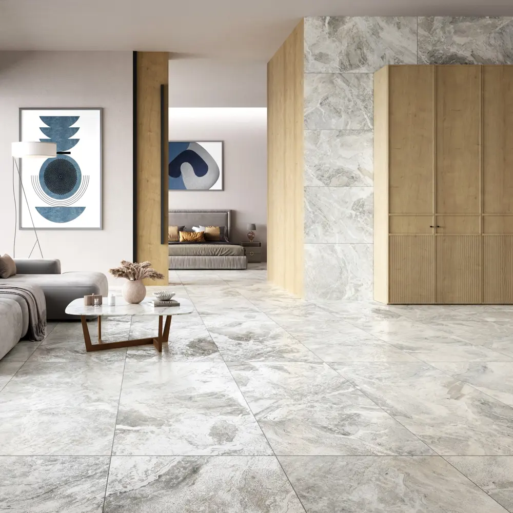 Глазурованный керамогранит Oceanic Silver Carving 60x120 см 1.44 м² матовый цвет серый Santreyd STLM-2202060