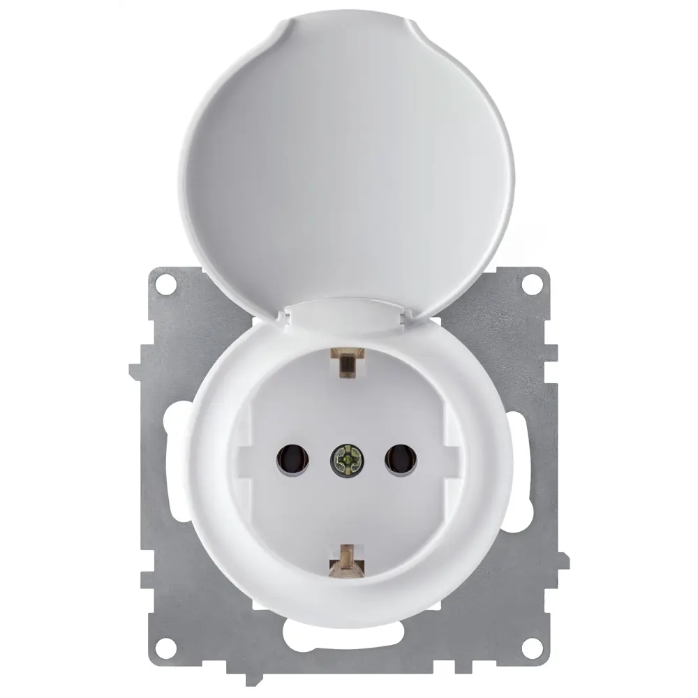 Розетка встраиваемая Onekey Florence с заземлением с крышкой цвет белый ONEKEYELECTRO STLM-2171019 - Вид №2