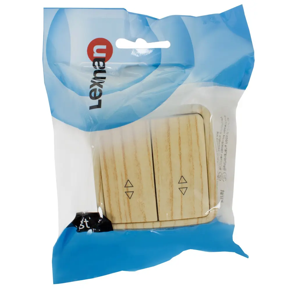 Выключатель проходной накладной Lexman First 2 клавиши, цвет дуб белый STLM-2143047 - Вид №3