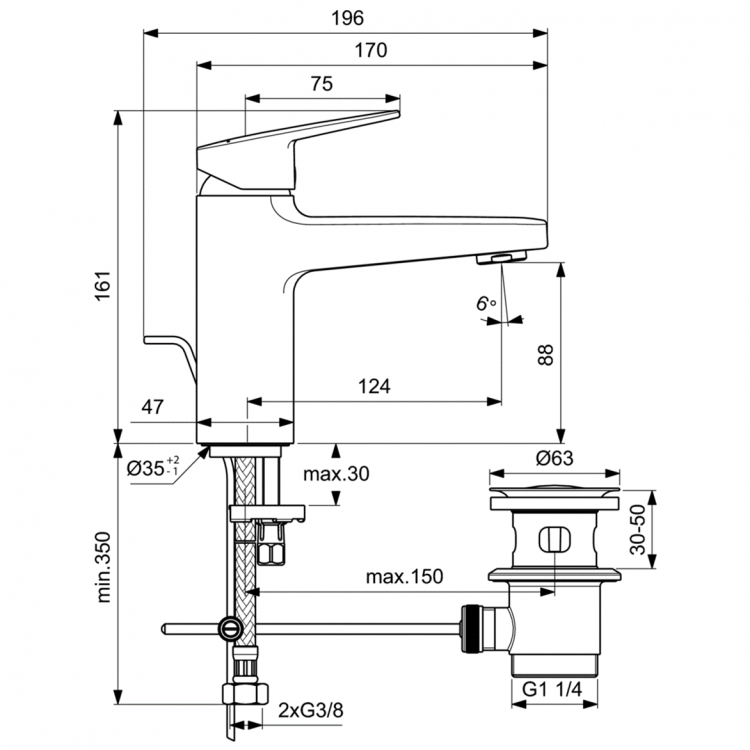 BD276AA Смеситель для раковины Ideal Standard CERAPLAN  - Вид №3