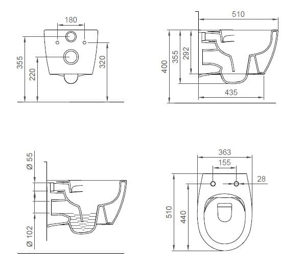 Керамический настенный туалет Ercos KITE ARCH-00053021 - Вид №5