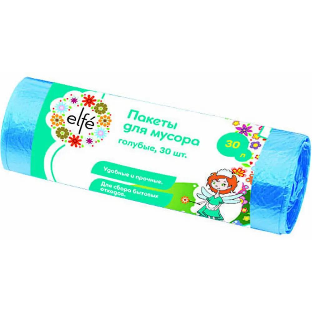 Пакеты для мусора 30 л, цвет голубой, 30 шт ELFE STLM-2050443