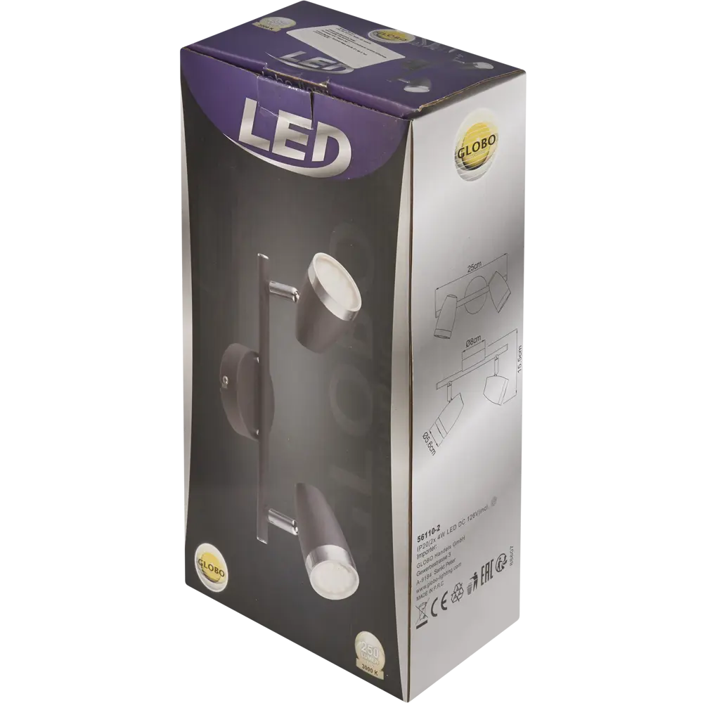 Спот светодиодный Globo 56110, 2x4 Вт, цвет чёрный STLM-2079833 - Вид №6