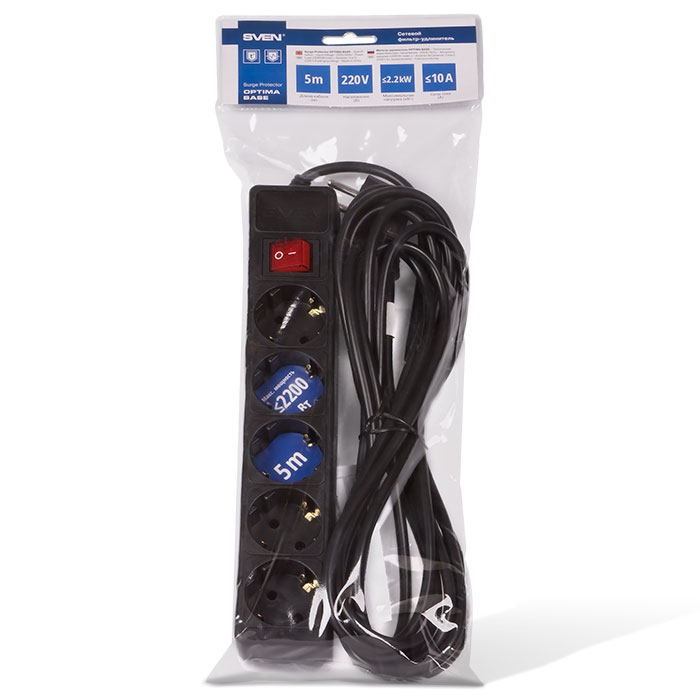214 Surge protector optima base 3,0 m (5 sockets) black Sven Santreyd  - Вид №3