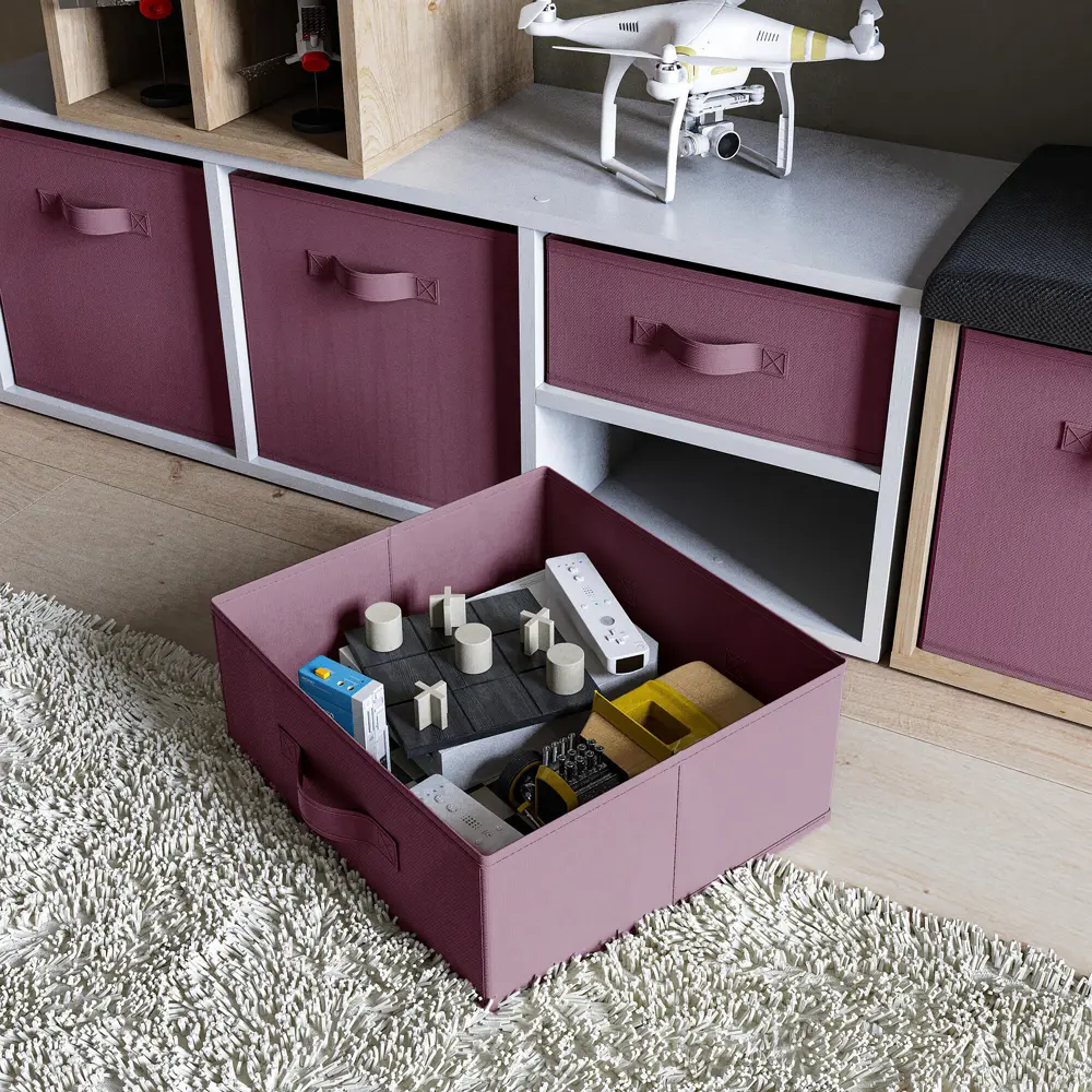 Короб Spaceo KUB Berry 15x31x31 см 14.4 л полиэстер цвет черничный STLM-2075904