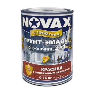 91693036 Грунт-эмаль 3 в 1 по металлу Novax молотковая цвет красный 0.75 кг STLM-1435015