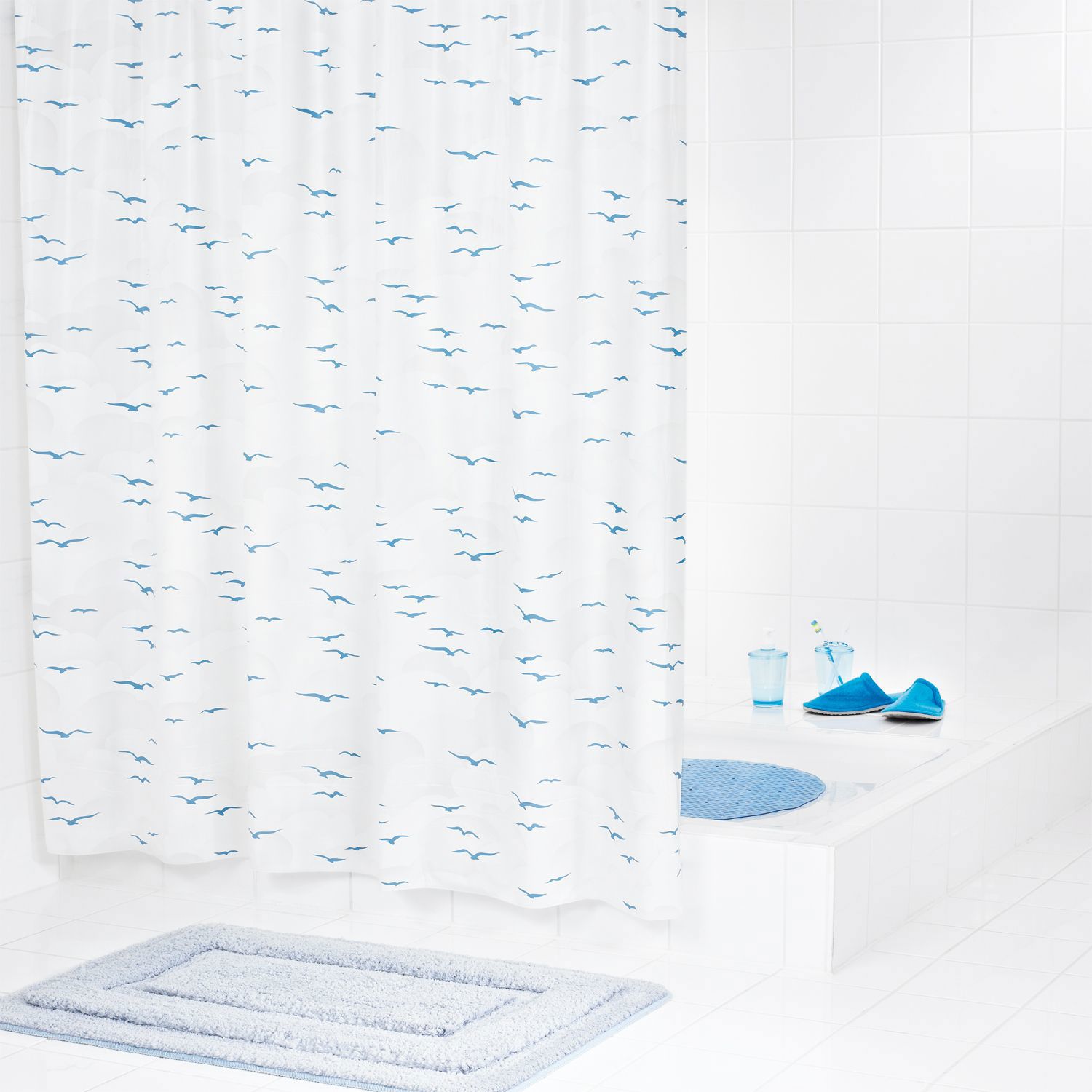 90255713 Штора для ванных комнат Sylt синий/голубой 240х180см Шторка для ванной STLM-0152148 RIDDER