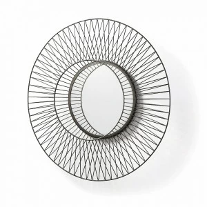 Зеркало круглое металлическое серое диаметр 80 см Karl от La Forma LA FORMA ДИЗАЙНЕРСКИЕ, СОЛНЦЕ 342810 Серый