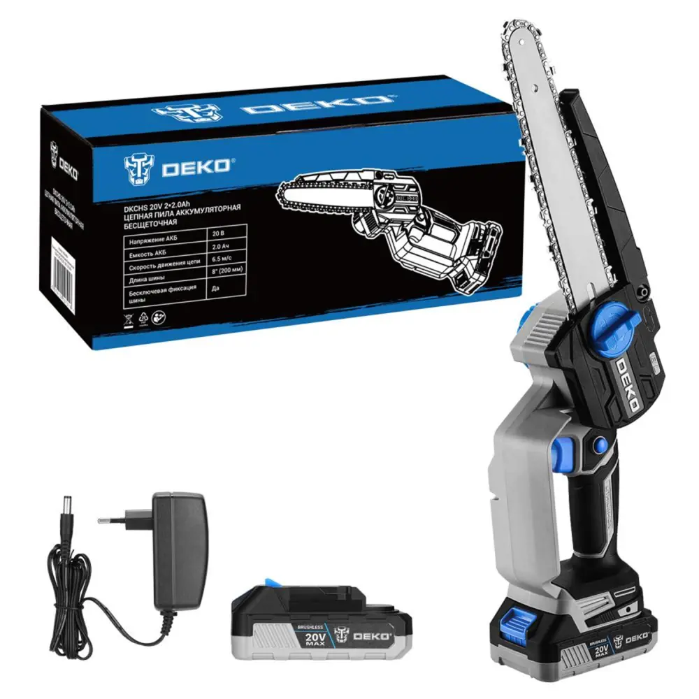 Аккумуляторная цепная пила DEKO DKCHS20V - профессиональный инструмент для строительства и сада 89363012 STLM-0954508 - Вид №1
