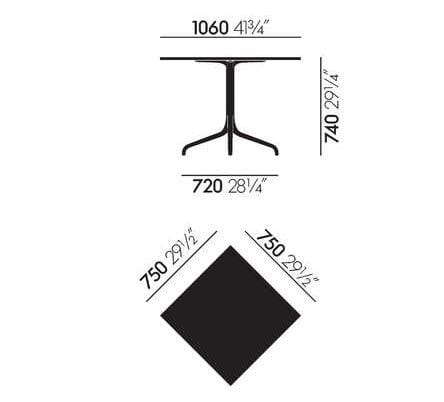 Квадратный стол со стальным основанием и деревянной столешницей VITRA Belleville Table ARCH-00073335 - Вид №8