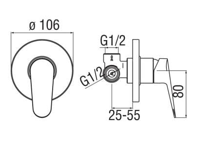 Однорычажный смеситель для душа из нержавеющей стали Nobili Blues ARCH-00054196 - Вид №2