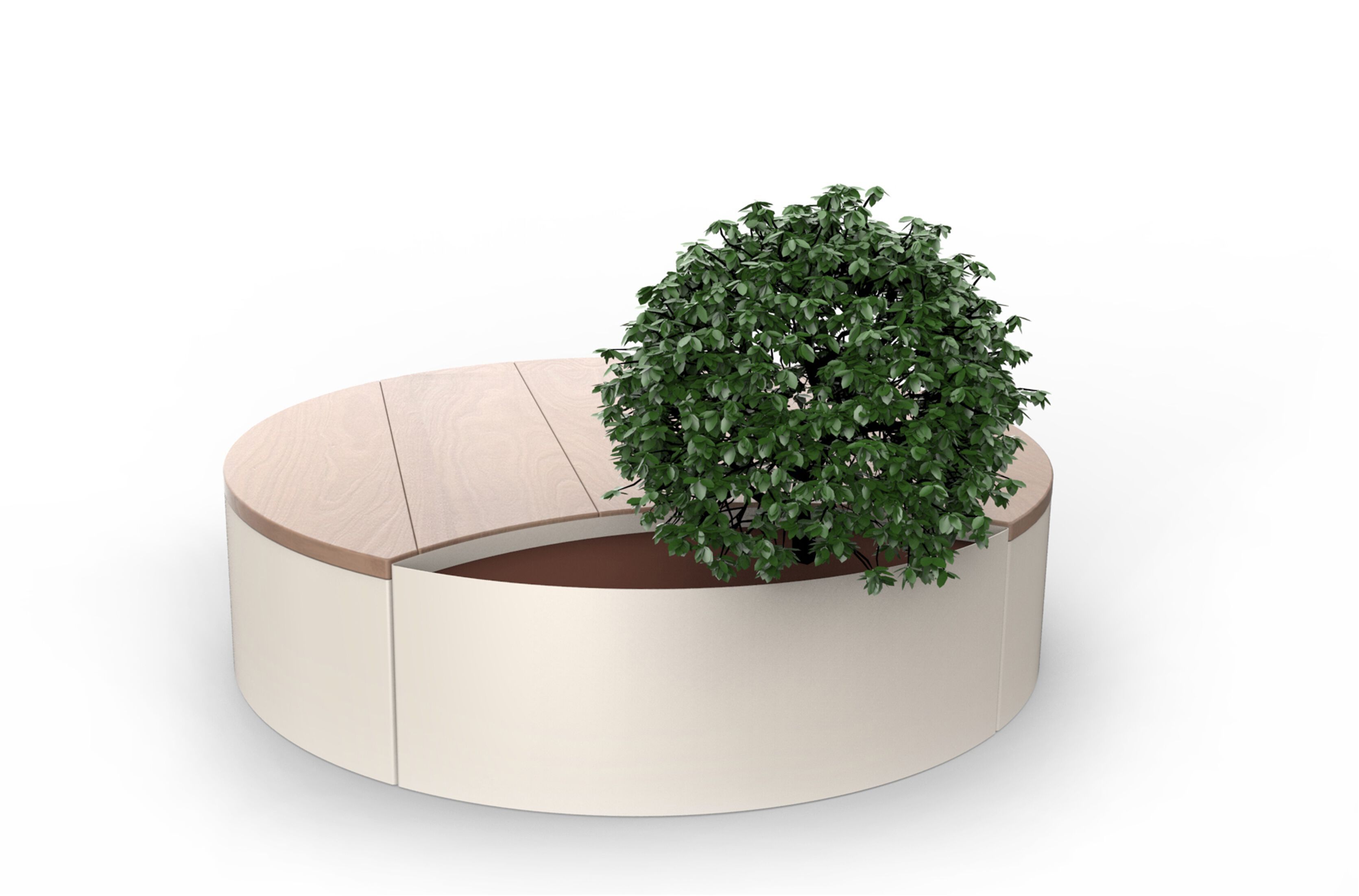 Секционная круглая скамейка из стали и дерева со встроенной плантатором CITYSì CIRCUS ARCH-00096184 - Вид №6