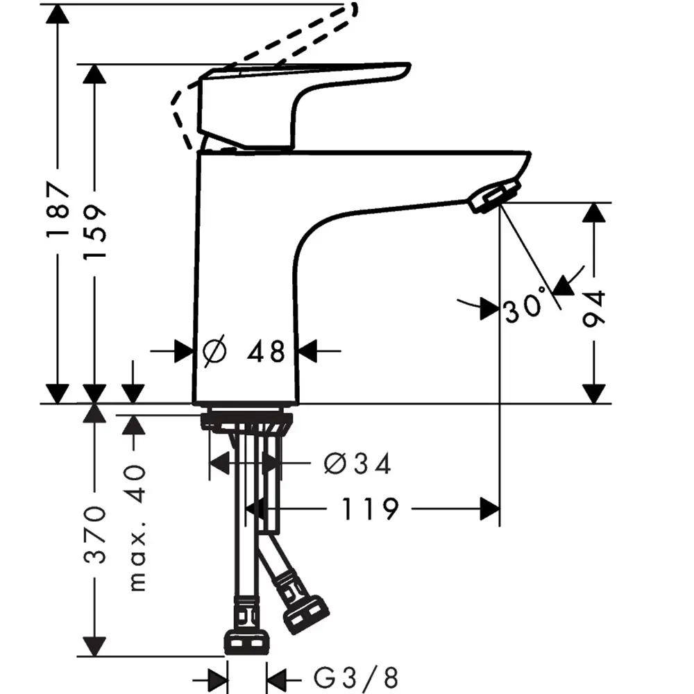 Смеситель для раковины Hansgrohe Ecos L однорычажный цвет хром STLM-2063834 - Вид №6