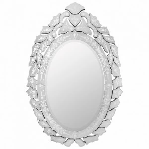 Зеркало венецианское овальное 92х62 см серебряное Domenico ART-ZERKALO ДИЗАЙНЕРСКИЕ 00-3884055 Зеркальный;серебро