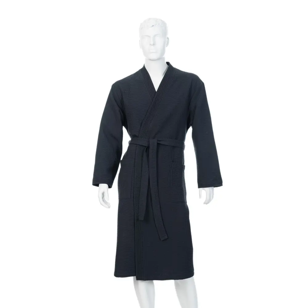 Халат вафельный Enna Black0 без капюшона размер XL цвет черный Santreyd STLM-2007224 - Вид №1