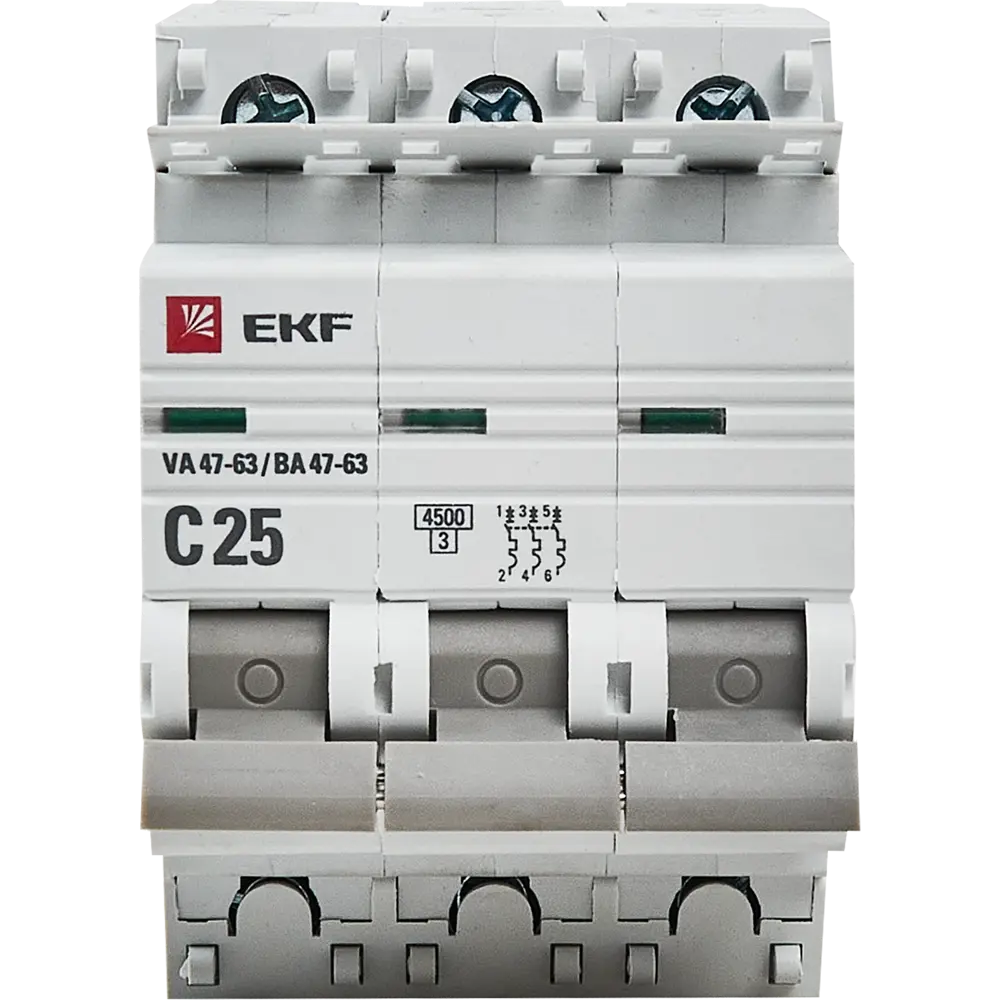 Автоматический выключатель EKF ВА47-63 3P C25 A 4.5 кА 82421312 STLM-2189937  - Вид №1