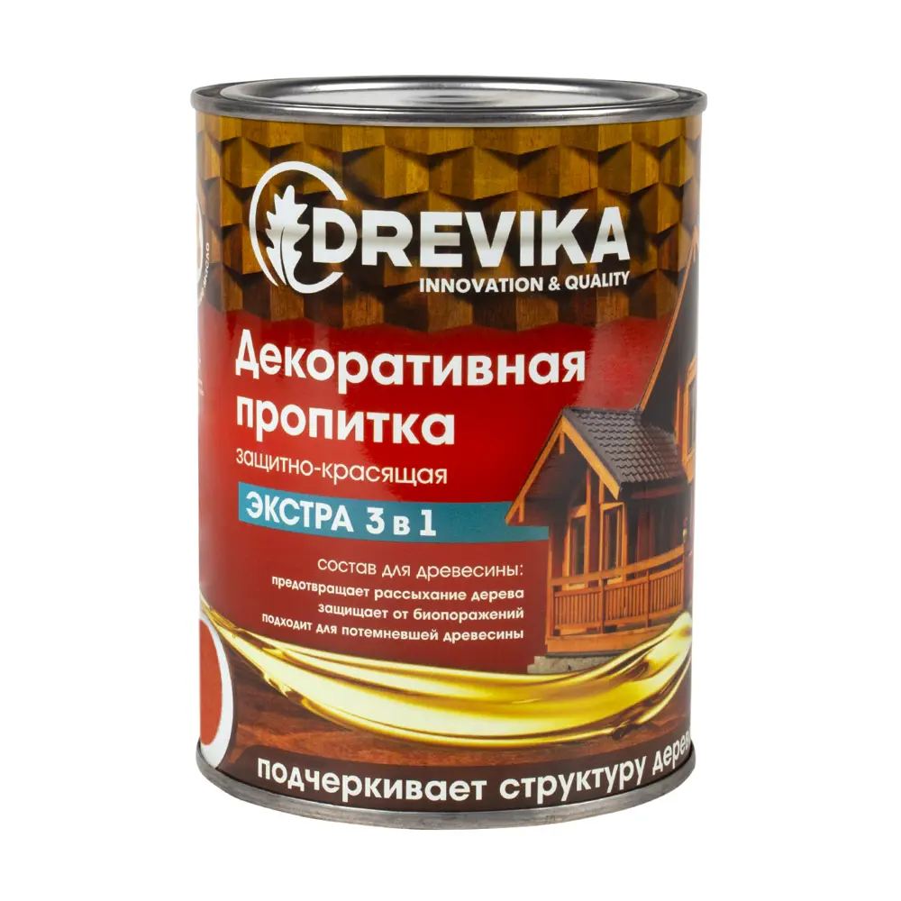 91095696 Пропитка древесины DREVIKA ЭКСТРА 3 В 1 3518 рябина 0.8 л STLM-0481929