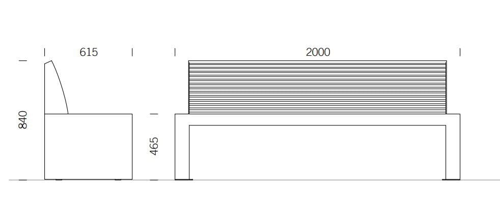 Скамья из нержавеющей стали со спинкой BENKERT BANKE Sicorum ARCH-00133342 - Вид №2