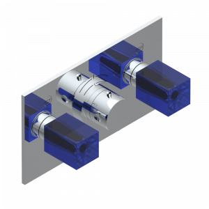U6K-5401BEH Накладка с ручкой регулировки температуры и двумя маховиками для термостатического смесителя с горизонтальной установкой Thg-paris Beyond crystal с синим хрусталём Хром