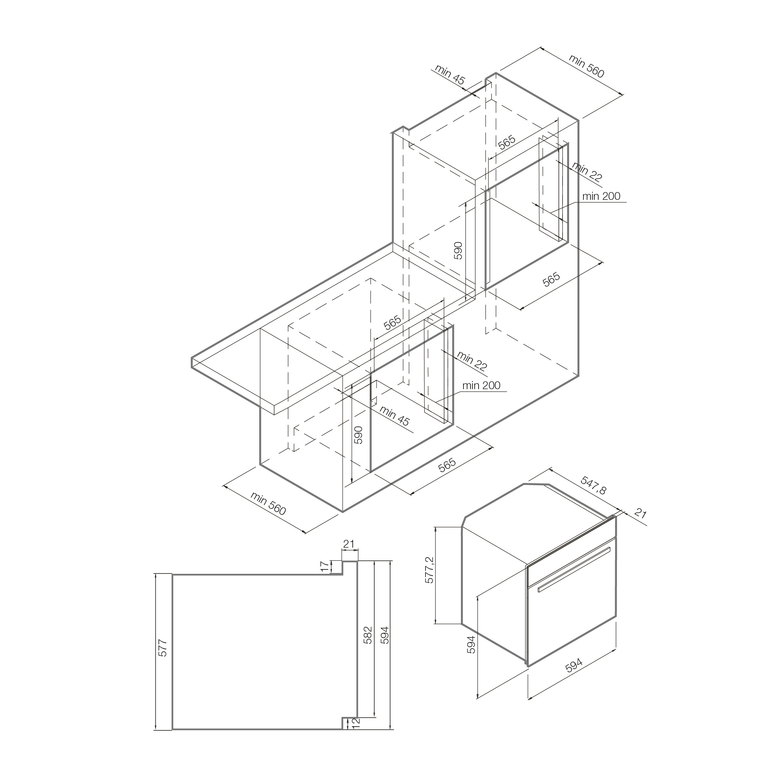 1319573 Электрический духовой шкаф Graude BE 60.2 E черный STDN-0043681 - Вид №6