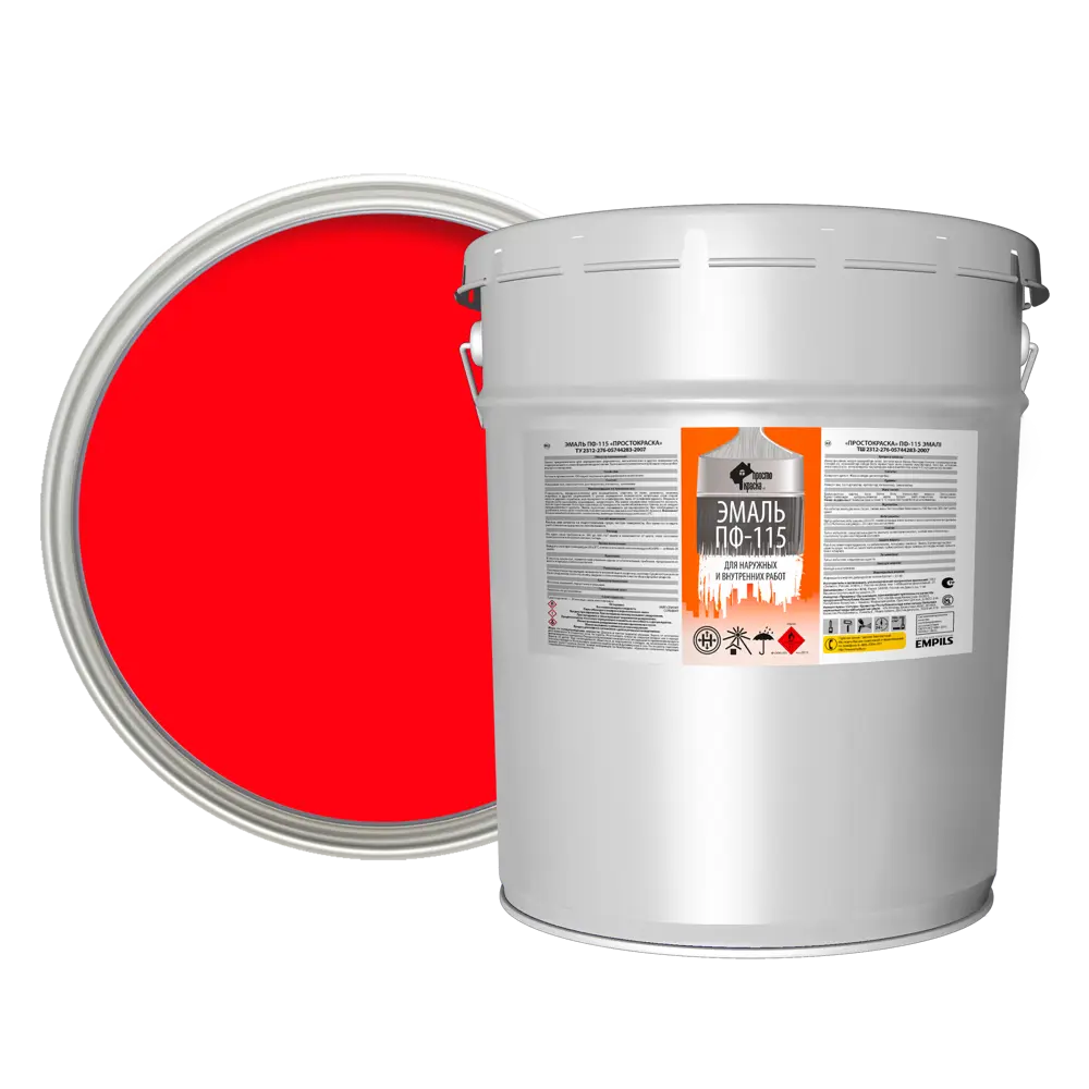 Эмаль Простокраска ПФ-115 полуматовая цвет красный 20 кг STLM-2007047