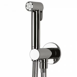 Graffio Подключение к воде с круглой опорой, круглый латунный кнопочный гигиенический душ, СЕРЕБРЯНЫЙ гибкий шланг 120 см. SH801