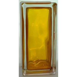 Стеклоблок Vitrablock Волна окрашенный внутри половинка цвет медовый